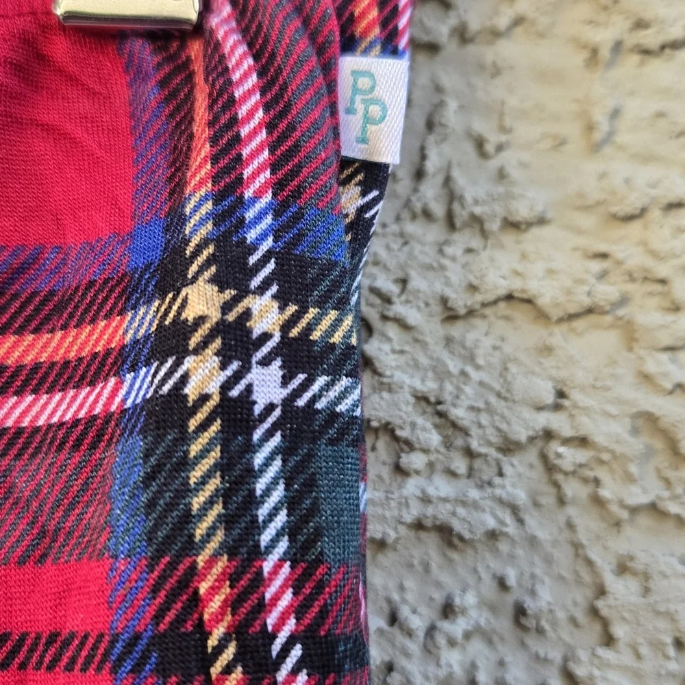 The Posh Peanut Red Tartan Ruffle Bottom Pajama Pants